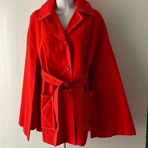 Vintage Betty Rose red trench cape capelet small